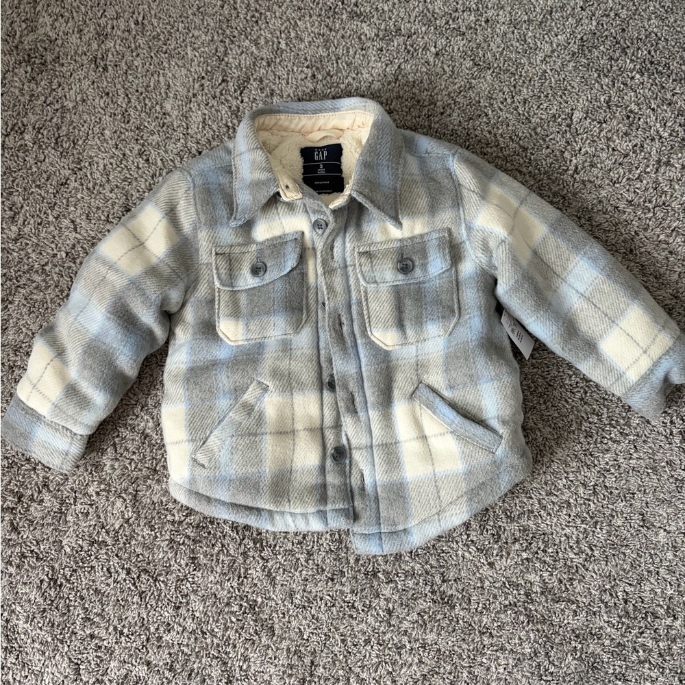 GAP Kids Sherpa Jacket - Light Blue and Cream